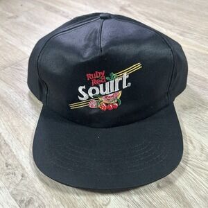 VTG 80s 90s Ruby Red Squirt Snapback Hat Soda Black Sportcap